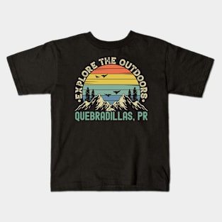 Quebradillas, Puerto Rico - Explore The Outdoors - Quebradillas, PR Colorful Vintage Sunset Kids T-Shirt